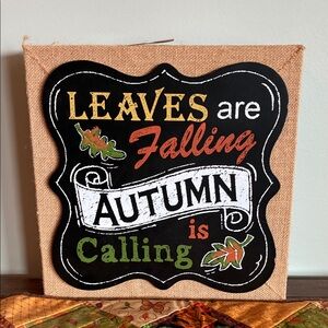Autumn Leaves Burlap Wall Art